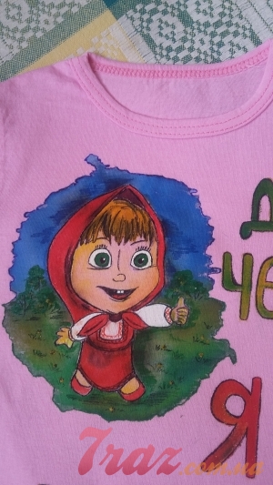 Детская футболка с ручной росписью "МАША"