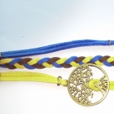 Браслет сине - желтый из замши