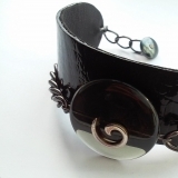 Браслет кожаный с цепью "Круг"