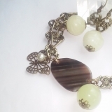 Браслет и серьги с агатом и ониксом "Винтаж"