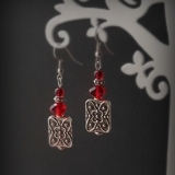 Красные серьги "Сердце розы"