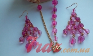 Комплект браслет и серьги Розовый