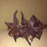 Кожаный ободок для волос, лилии